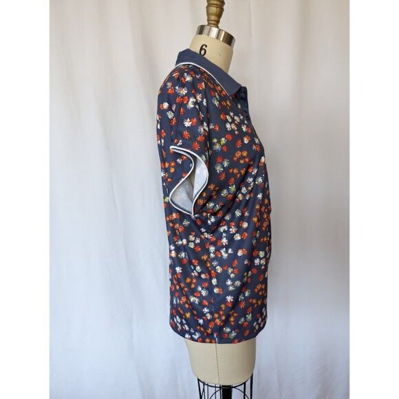 Women's Callaway OPTR-DRI Short Sleeve Golf Polo Size Large Floral Blue UPF NEW - Picture 4 of 6